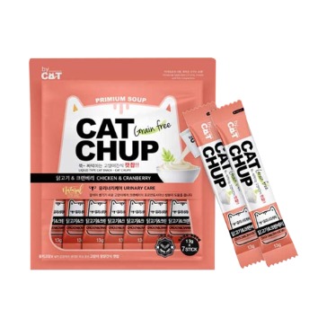 CAT CHUP 캣찹 닭가슴살 츄르 7P 스틱 간식 (닭고기&amp;크랜베리)